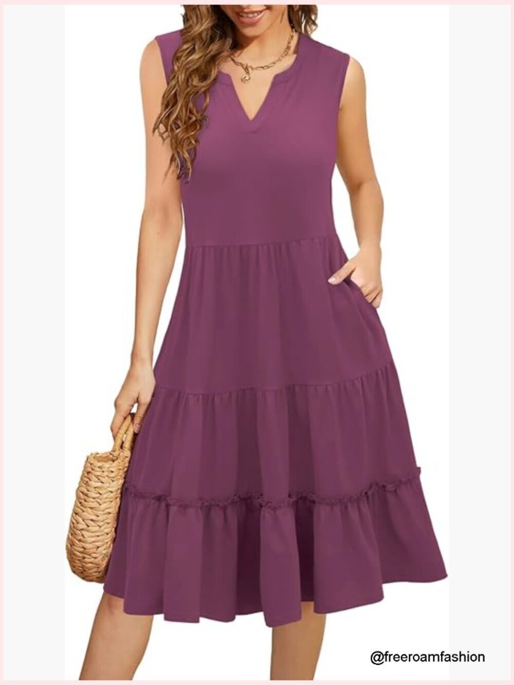 Sleeveless Midi Sun Dress with Pockets, Soft Flowy Fabric, Versatile Casual to